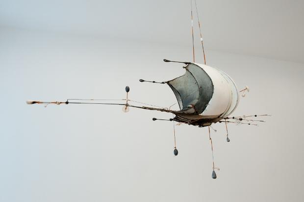 At FreedmanArt: The 80-year-old Lee Bontecou is killing it with her ethereal space wreckage. This untitled work from 2004-11 is made from canvas, welded steel, porcelain and paint.