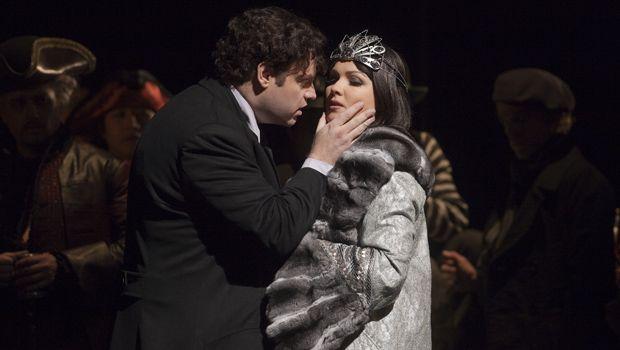 Joseph Calleja as Hoffmann and Anna Netrebko as Stella in Offenbach’s “Les Contes d’Hoffmann.” Taken during the rehearsal on November 27, 2009 at the Metropolitan Opera House. Joseph Calleja as Hoffmann and Anna Netrebko as Stella in Offenbach’s “Les Contes d’Hoffmann.” Taken during the rehearsal on November 27, 2009 at the Metropolitan Opera House.