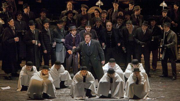 A scene from the Prologue of Offenbach's 'Les Contes d'Hoffmann' with Joseph Calleja as Hoffmann. A scene from the Prologue of Offenbach's
