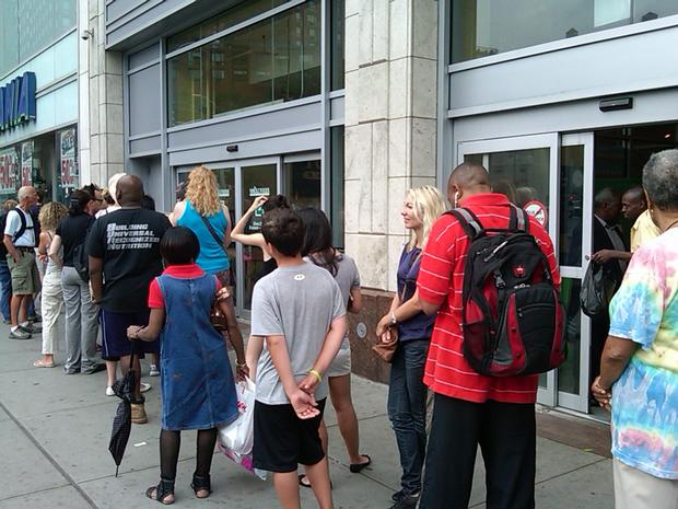 Line outside the Whole Foods in Union Square on Saturday