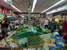 The line at the Atlantic Ave. vegetable market in Brooklyn just before noon on Saturday