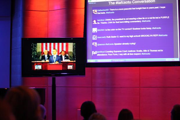 Watching the SOTU and the live Twitter feed in the Greene Space