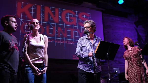 Jessi Klein competes against a member of the audience in a sound-effects quiz about famous movies.
