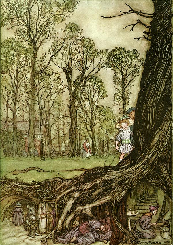 'Fairies are all more or less in hiding until dusk.' Peter Pan in Kensington Gardens, 1906, illustrated by Arthur Rackham.
