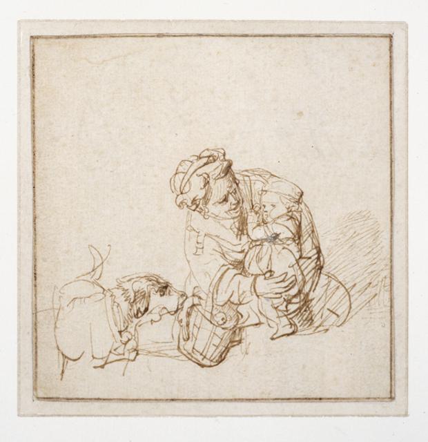 Woman with a Child Frightened by a Dog, c. 1635–36