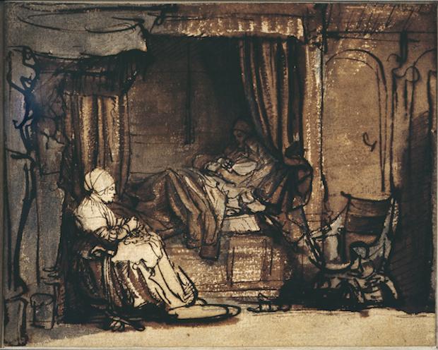 Interior with Saskia in Bed, c. 1640–42
