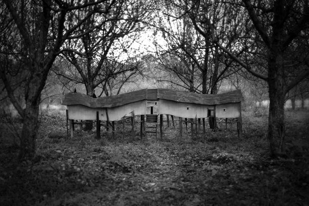 At the Nassau County Museum of art, sculptor and photographer Robert Hite blends architectural history and photography. Shown here: 'Migration House,' a piece from 2006. At the Nassau County Museum of art, sculptor and photographer Robert Hite blends architectural history and photography. Shown here: 'Migration House,' a piece from 2006.