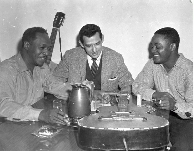Oscar with folksinger Josh White and calypso singer Lord Burgess. Late 1940s or early 1950s. Oscar with folksinger Josh White and calypso singer Lord Burgess. Late 1940s or early 1950s.