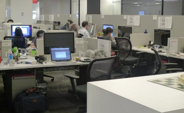 At online shopping website Gilt, there are no offices; everyone sits at tables with other members of their team.