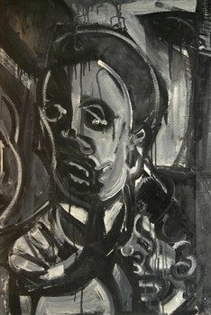 Merton D. Simpson's 'Angry Young Man,' part of a fascinating exhibit devoted to artists of the Spiral Collective at the Studio Museum in Harlem.