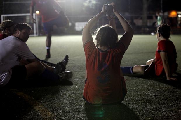 Warming up at Sara D. Roosevelt Park.