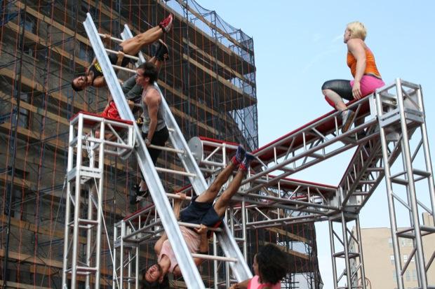 The routine is choreographed by Elizabeth Streb, a dancer and choreographer who likes to incorporate mechanical elements into her work. Some of the moves are downright death-defying.