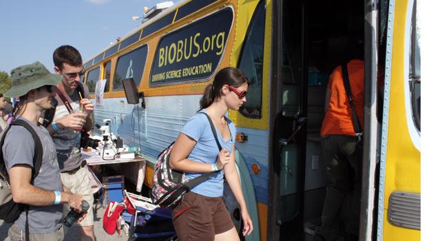 The Bio Bus carried people to and from the site.