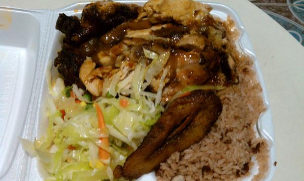Lunch: jerk chicken and rice