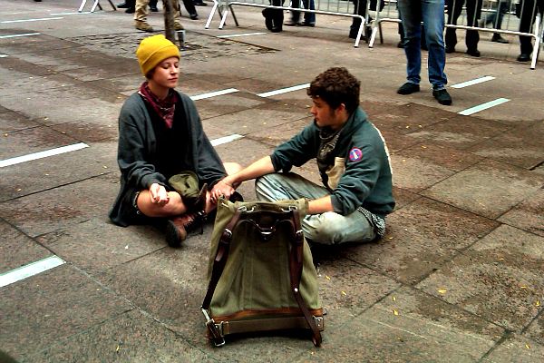 A brief re-occupation of Zuccotti Park before the city re-closed the park.