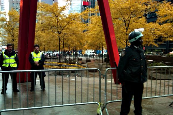 A view of Zuccotti Park Tuesday morning after protesters were told to leave temporarily.