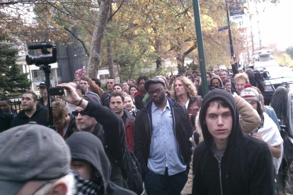 Protesters marched through the streets of Lower Manhattan.