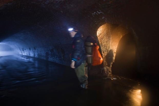 Erling Kagge in Bronx Sewer (also present course of Tibbett's Brook), constructed 1899.