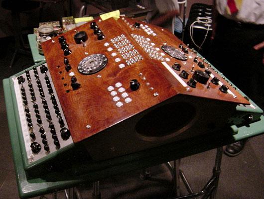 The Dual Primate Console, ready for action in the WNYC studio. Conceived by Leon and Brian Dewan; electronic design by Leon, cabinetry by Brian, built by both cousins.