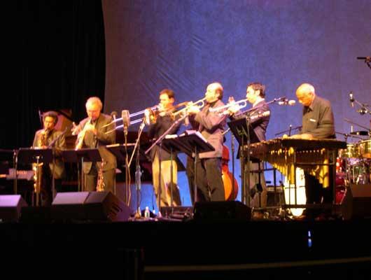 Members of The Either/Orchestra and (far R) Mulatu Astatqe. World Financial Center, 11/12/04.