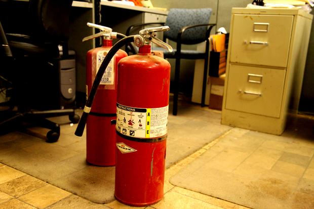 Extinguishers dominate the floorspace at Master FIre Prevention.