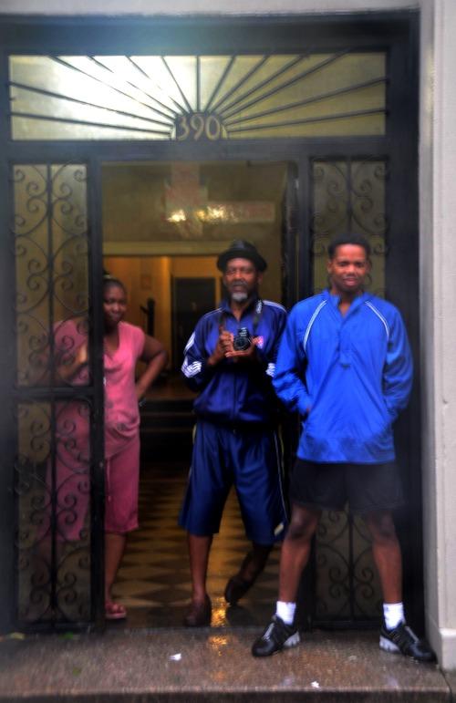Crown Heights residents check out Irene from their stoop. Crown Heights residents check out Irene from their stoop.