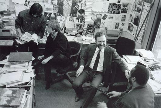 Behind the scenes in the New York & Company production office, ca. 1993.