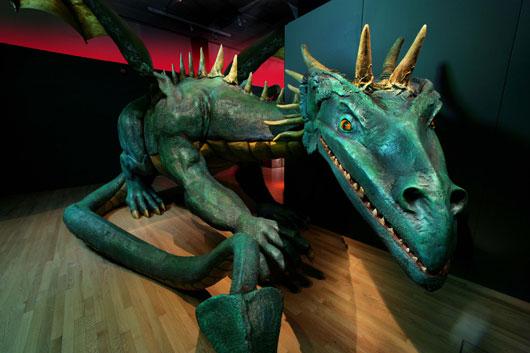 Dragon model: This 17-foot-long dragon with a wingspan of over 19 feet guards the entrance to Mythic Creatures.