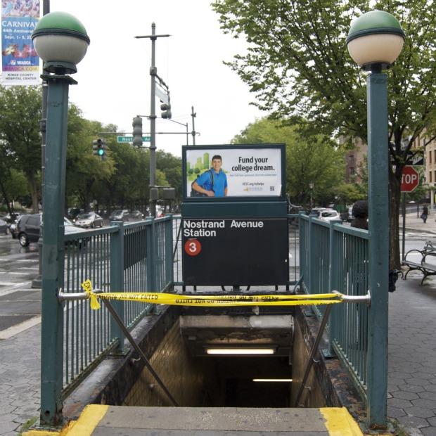 Saturday afternoon, the MTA put up yellow tape to stop Crown Heights residents from hopping on the train. Saturday afternoon, the MTA put up yellow tape to stop Crown Heights residents from hopping on the train.