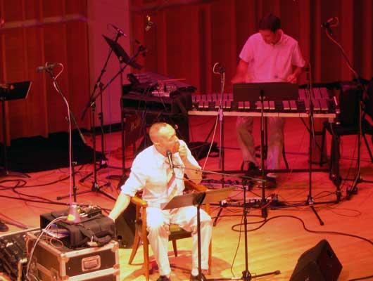 Theo Bleckmann, vocals and plunger eating, with percussionist David Cossin, 9/28/04.