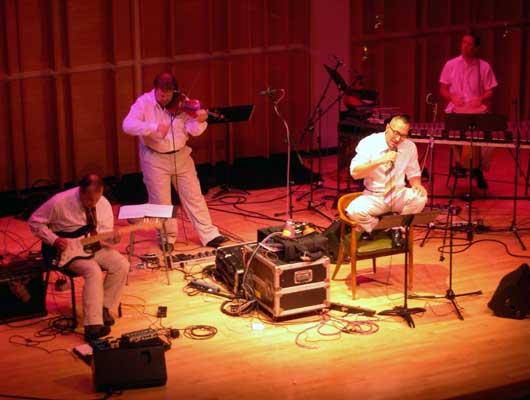 The Zippo Band with tightly coiled vocalist Theo Bleckmann, 9/28/04.