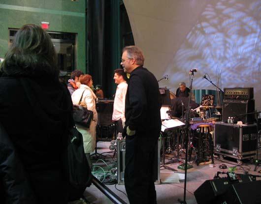 Bill Frisell talks with fans after the films, 1/15/04.