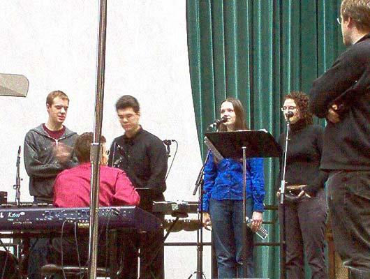 Members of Alarm Will Sound in rehearsal, 12/9/03.