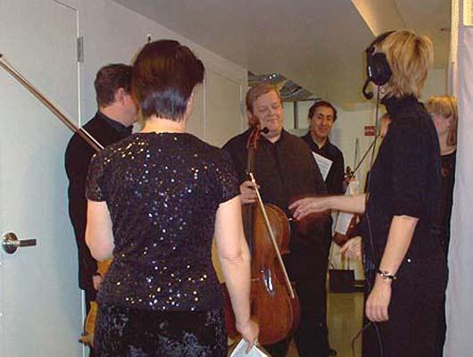 Members of the Chilingirian String Quartet about to go on stage, 10/23/03.
