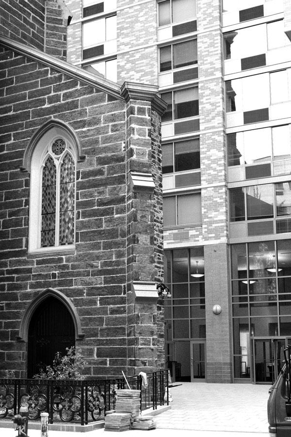 The shell of St. Ann’s Shrine Armenian Catholic Cathedral/originally 12th Street Baptist Church, 120 E. 12th St., bet, Third and Fourth Aves. Ca. 1847. The shell of St. Ann’s Shrine Armenian Catholic Cathedral/originally 12th Street Baptist Church, 120 E. 12th St., bet, Third and Fourth Aves. Ca. 1847.