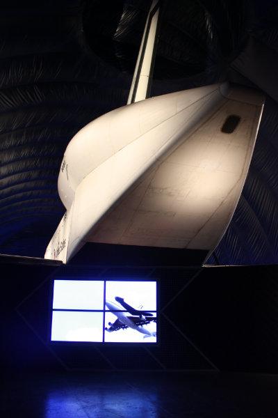 Walking into the pavilion, you see the tail end of the shuttle first, as well as a short film about the Enterprise.