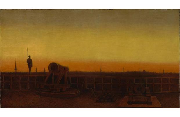 Oil on canvas, 18 x 32 inches
Courtesy of the Metropolitan Museum of Art, New York
Lent by New York State Military Museum and Veterans Research Center, Division of Military and Naval Affairs Oil on canvas, 18 x 32 inches
Courtesy of the Metropolitan Museum of Art, New York
Lent by New York State Military Museum and Veterans Research Center, Division of Military and Naval Affairs