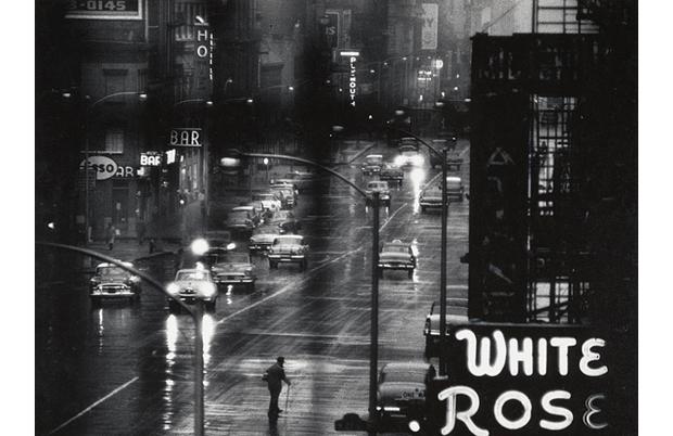 White Rose Bar sign from the 4th floor window of 821 Sixth Avenue (ca. 1957-1964). White Rose Bar sign from the 4th floor window of 821 Sixth Avenue (ca. 1957-1964).