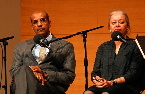 Johnny McCalla (left), Executive Director of the National Coalition for Haitian Rights, and Professor Patricia Williams (right) Johnny McCalla (left), Executive Director of the National Coalition for Haitian Rights, and Professor Patricia Williams (right)