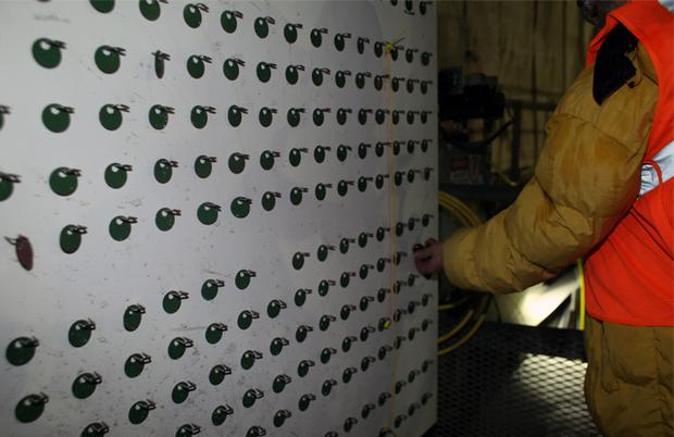 By Federal law, workers must have a tag they flip over from the green side to the red side, when going in the tunnel. There are also tags for visitors as well. By Federal law, workers must have a tag they flip over from the green side to the red side, when going in the tunnel. There are also tags for visitors as well.