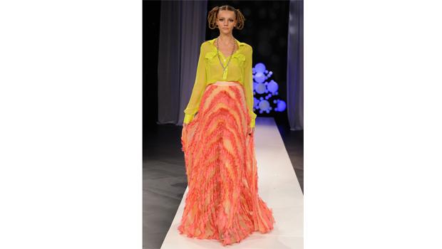 A model walks the runway at the Bensoni Spring 2011 presentation during the Mercedes-Benz Fashion Week Spring 2011 Official Coverage at Lincoln Center on September 9, 2010 in New York City.
