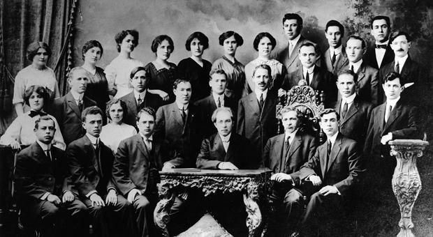 International Ladies' Garment Workers' Union Local 25 was formed in 1906. The leaders included shirtwaist maker, organizer, and activist Clara Lemlich, top row third from left who struggled to organiz