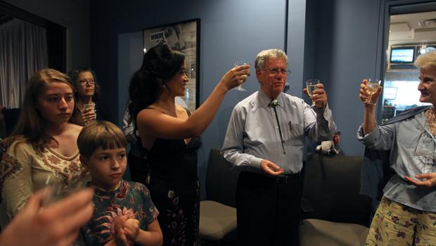 A toast to Robert Sherman given by WQXR's Vice President and General Manager Graham Parker (not pictured)