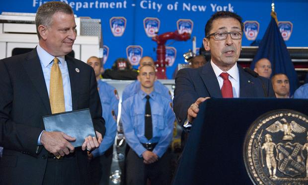 Daniel Nigro, New York City Fire Commissioner, with Mayor Bill de Blasio at the fire academy on Randall's Island. Daniel Nigro, New York City Fire Commissioner, with Mayor Bill de Blasio at the fire academy on Randall's Island.