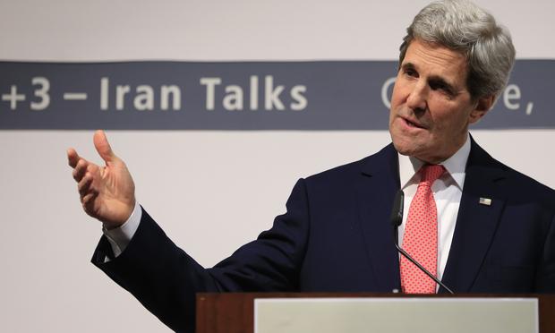 US Secretary of State John Kerry delivers a speech during a press conference at the CICG (Centre International de Conferences Geneve) after talks over Iran's nuclear programme in Geneva. Nov. 24, 2013
