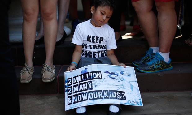 Heather Pia Ledezma, age 4 and from Mexico, during an immigration rally July 7, 2014 in Washington. Participants condemned the President's response to the child migrant crisis.