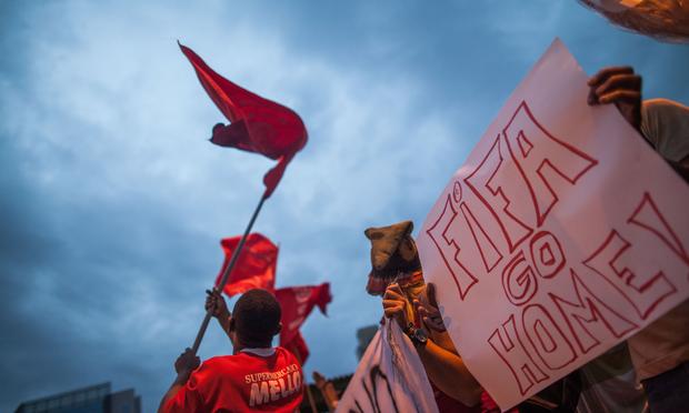 About 25,000 members of the 'Homeless Workers Movement' held large demonstrations to claim their right to housing on May 22, 2014 in Sao Paulo, Brazil.