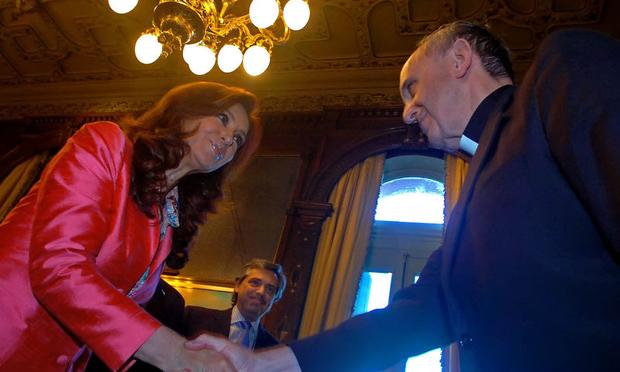 Pope Francis, then Archbishop Jorge Mario Bergoglio of Buenos Aires, with President Cristina Fernández de Kirchner of Argentina.