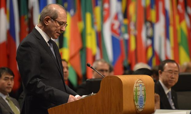 OPCW Director-General Ahmet Üzümcü makes his opening statement at the Third Review Conference of the States Parties of the Chemical Weapons Convention. April 2013