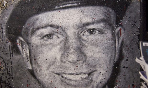 US soldier Bradley Manning graffiti in the 'Abode of Chaos' museum of contemporary art, in Saint-Romain-au-Mont-d'Or, Lyon, France